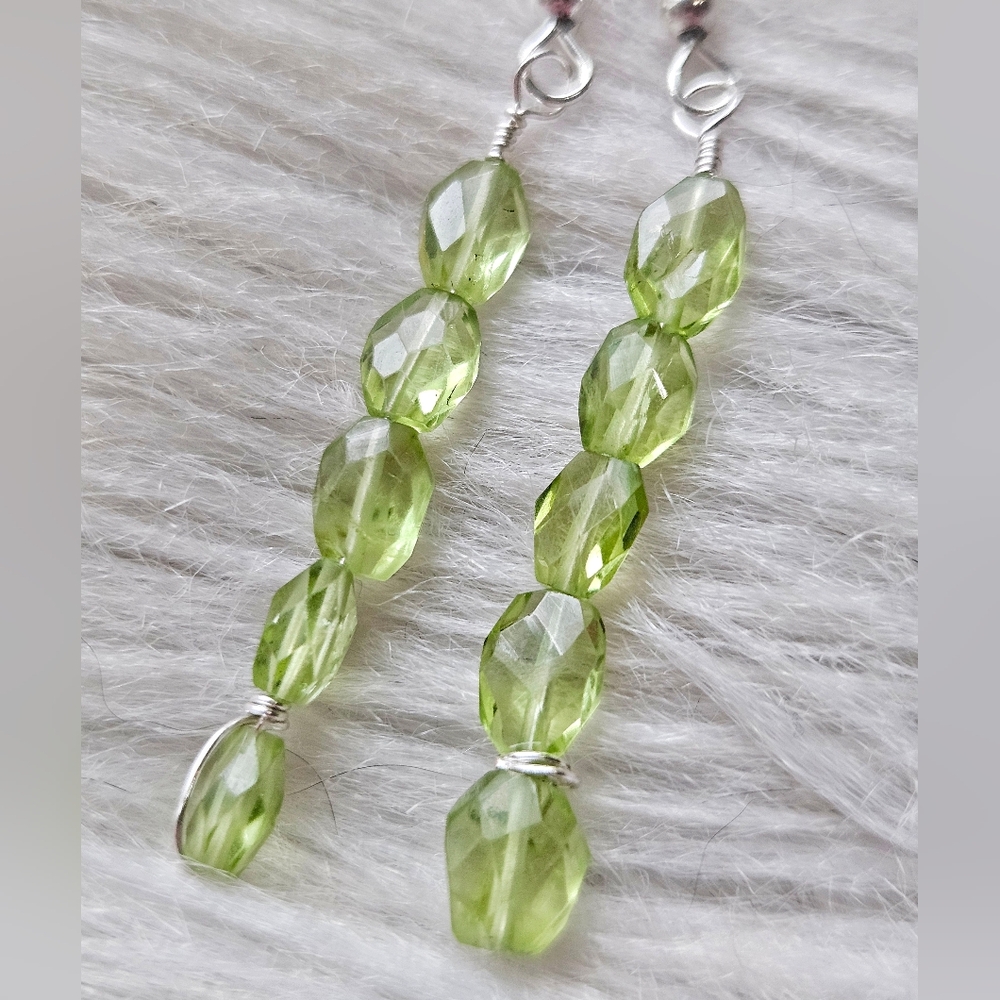 Grade AAA Faceted Peridot Earrings - Picture 6 of 6